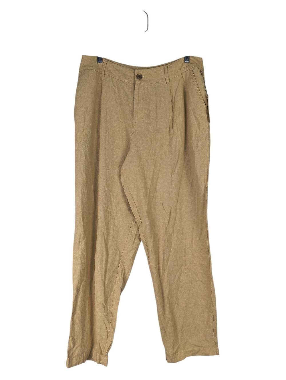 A New Day Linen Pants Women's 12 Light Brown Pockets Button Zipper Lightweight